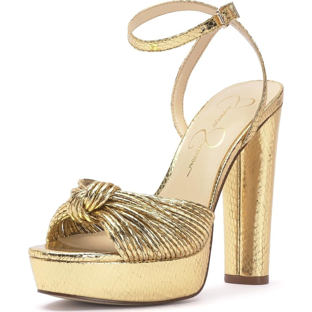 Jessica Simpson Immie Women's Platform Sandal, Ankle Strap, Gold, 7